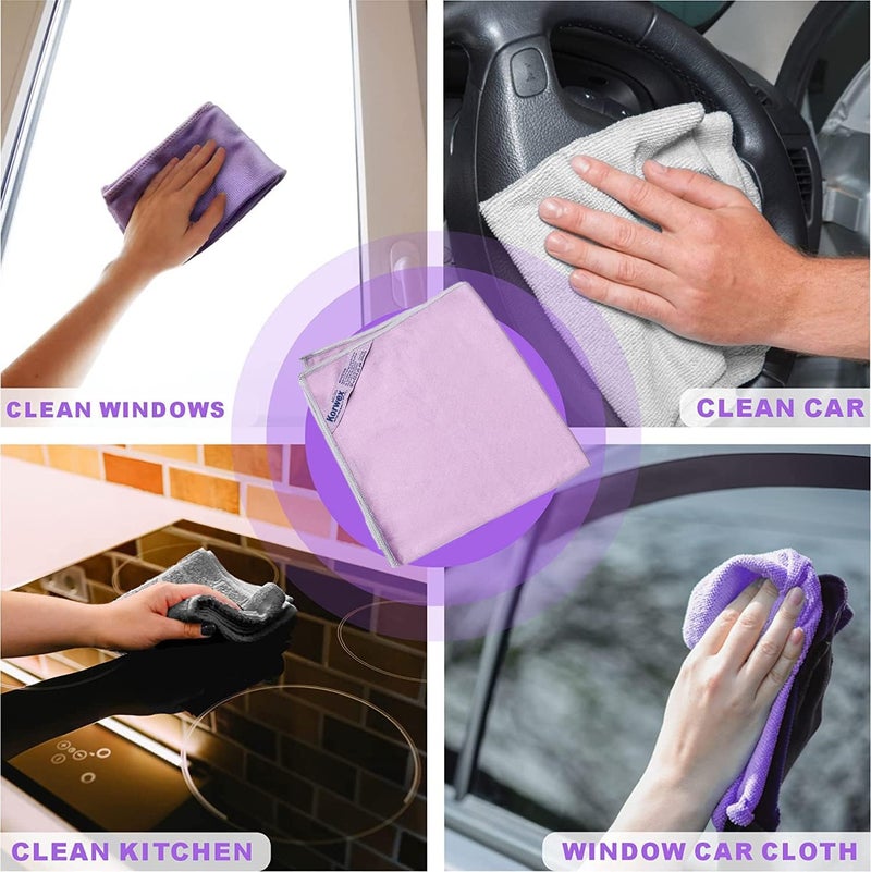 Korwex Norwεx Window Cleaning Cloth, Glass Cleaning Cloth, No Chemical Needed, Just Add Water Lints Streaks Scratches Free. (Purple 2 Pack) - Image 3
